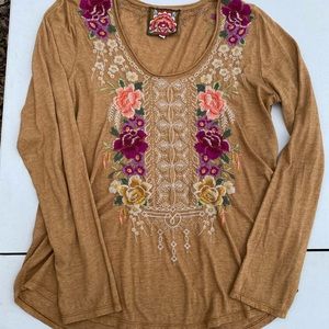 Johnny Was long sleeve floral embroidered top
